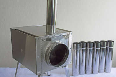 Печь Берег для палатки "Экономка" Малая New (стационарные экраны - труба 65мм)