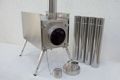 Печь Берег для палатки  "Экономка" Средняя New (съемные экраны - труба 80мм)