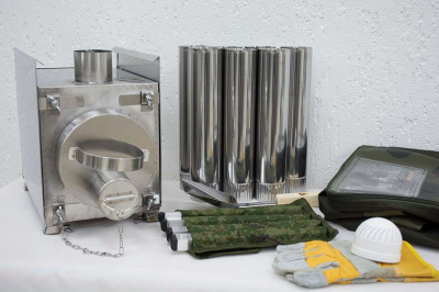 Печь Берег для палатки "Экономка" Малая New (стационарные экраны - труба 65мм)