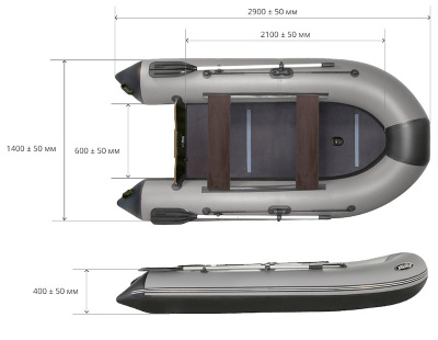 Надувная лодка ПВХ Риф 290L (слань-книжка)