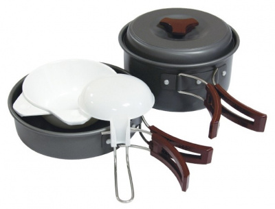 Набор посуды туристической Tramp на 1-2 персоны из анодированного алюминия TRC-025