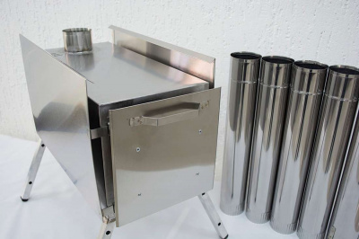 Печь Берег для палатки  "Экономка" Средняя New (съемные экраны - труба 80мм)