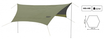 Тент со стойками TRAMP LITE Green 4.4х4.4х2.3 м (V2)
