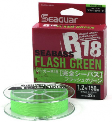 Шнур Seaguar R18 Sea Bass PE 150 Flash Green PE 8 150m #1.2 22lb