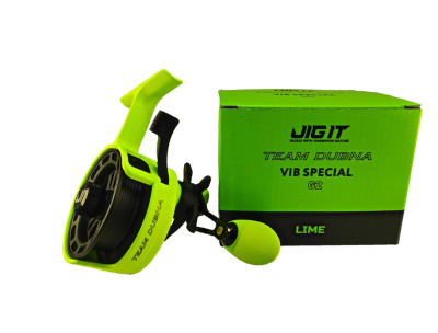 Катушка зимняя Jig It Team Dubna Vib Special G2 Lime , левая рука