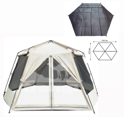 Палатка-Шатер TRAMP LITE Mosquito Sand 4.3х3.7х2.25 м (V2) + Съемный пол из терпаулинга