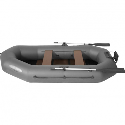 Лодка гребная под мотор Лоцман Профи С-240 МПРС серый (реечная слань, приставка под мотор)