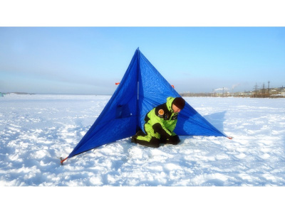 Зимнее укрытие для рыбака Пингвин Крыло 175*350 (синий)