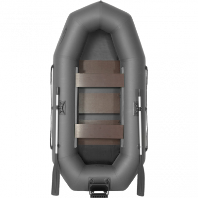 Лодка гребная под мотор Лоцман Профи С-240 МПРС серый (реечная слань, приставка под мотор)