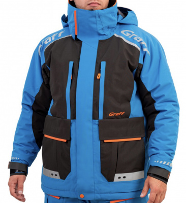 Костюм рыболовный Graff (поплавок -15°С) (215ОВ-3 черно-голубой) размер XXXL (182-188)