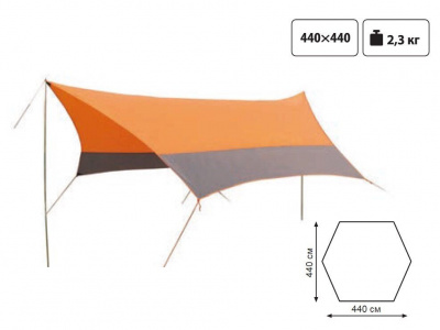 Тент со стойками TRAMP LITE Orange 4.4х4.4х2.3 м (V2)